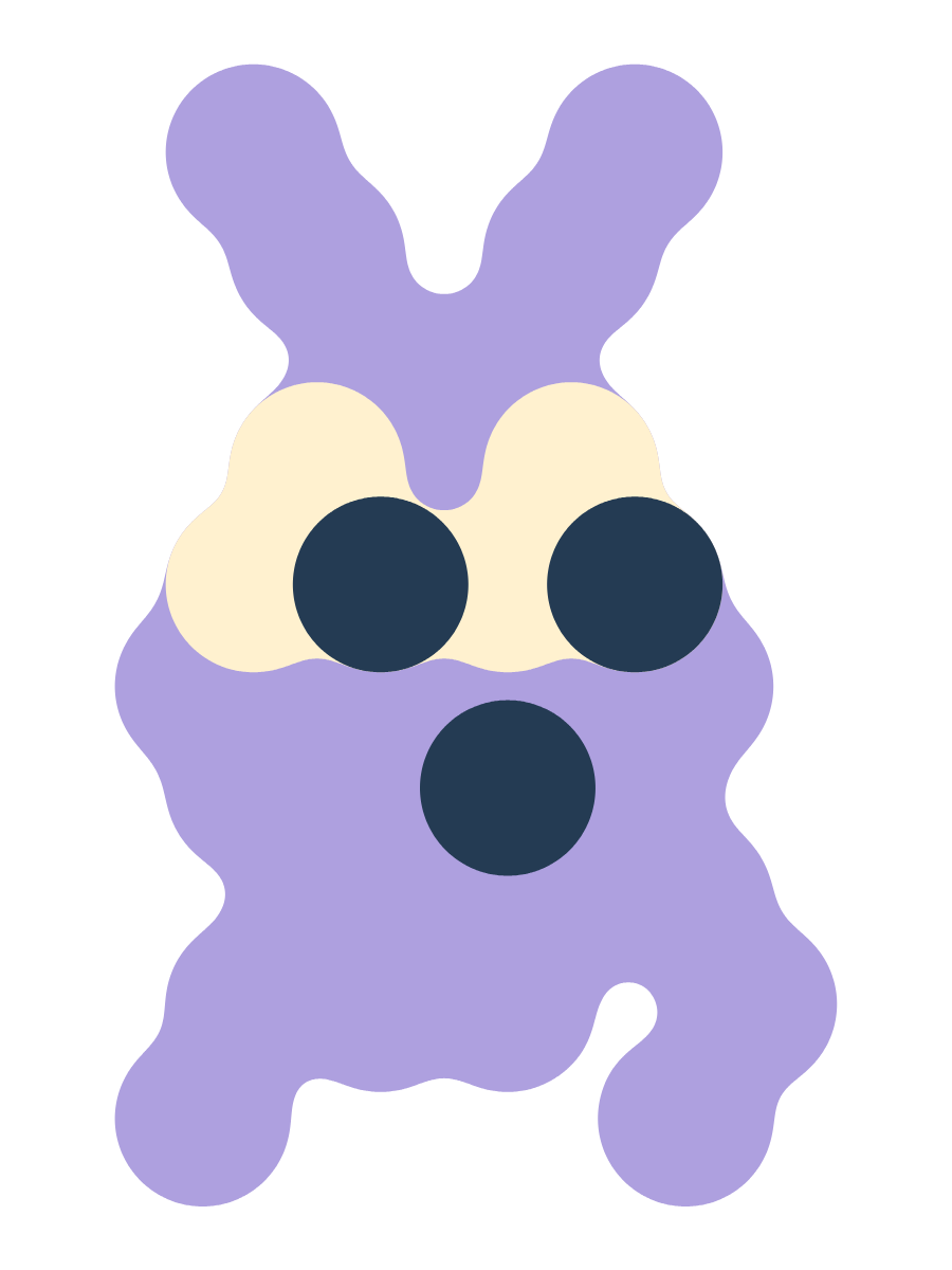 A lilac creature with tall ears and wide eyes.