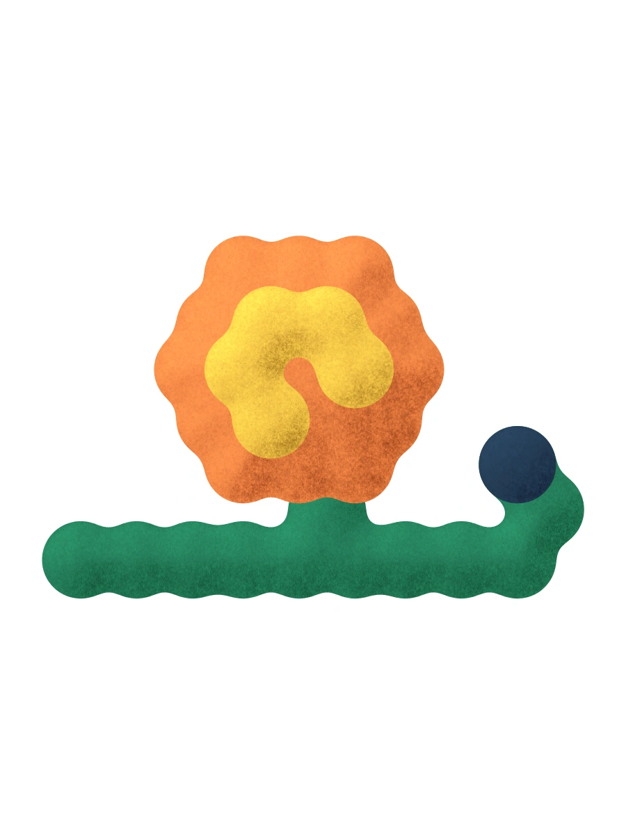 An orange snail sticker made in Bubbly.
