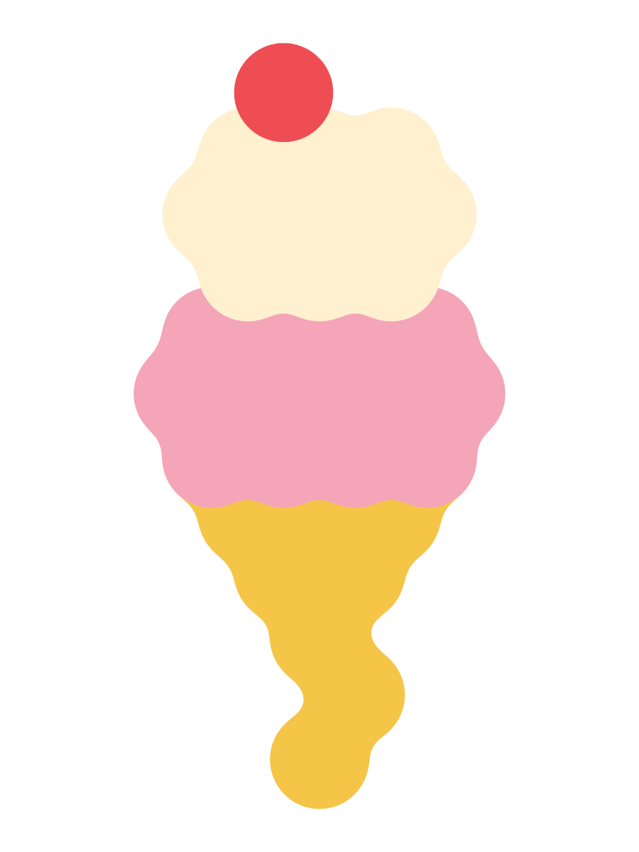 A pink and yellow ice cream with a cherry on top.