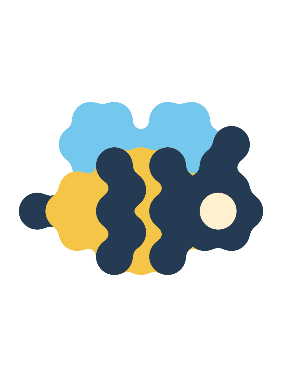 A yellow and navy bee with light blue wings.