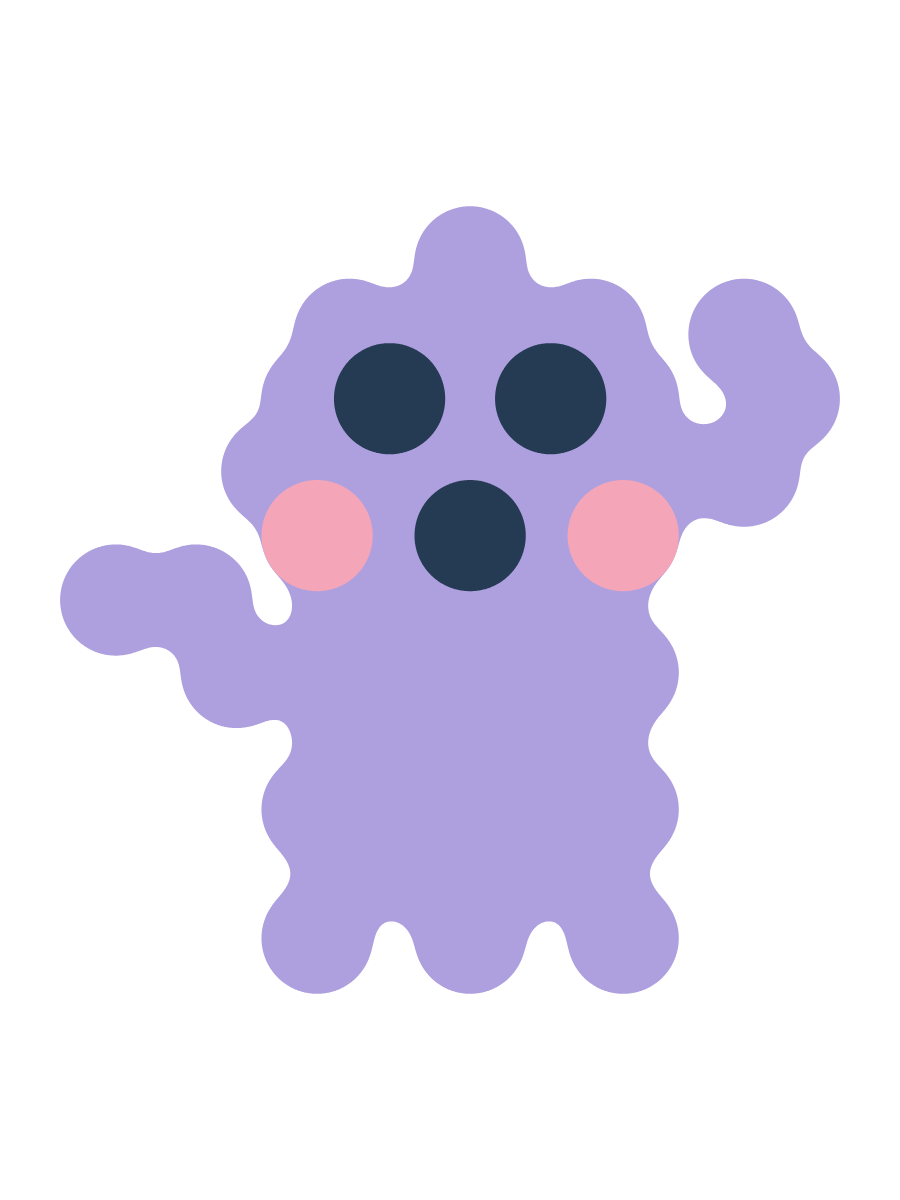 A lilac ghost with pink cheeks.